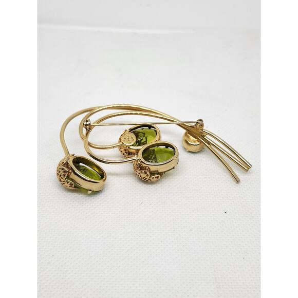 1970 Juliana D&E For Sarah Coventry Green Crystal Flower Touch of Elegance Pin - Picture 4 of 7